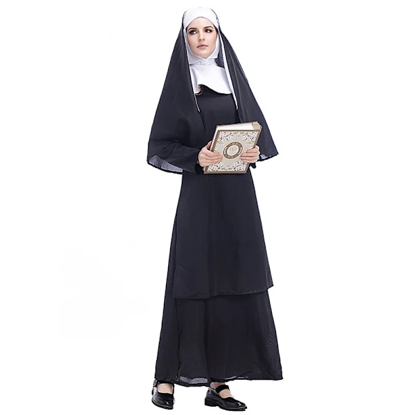 Nonne Søster Vanekostume Halloween Kvinder Kristne Missionær Katolsk Cosplay Karneval Fantasia Fandango Sort Lang Kjole S S Women