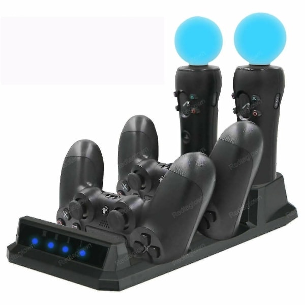 4-i-1 Controller-oplader Docking Station Stativ til Playstation PS4 PSVR VR Move