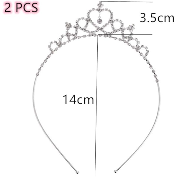 2 stk. Rhinestone Princess Crown Hodebånd Hår Sløyfer Hår Bånd Jenter Tiaraer Fest Hodeplagg Bryllup Hår Tilbehør for Brud, Brudepike, Prinsesse