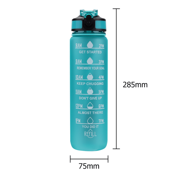Vattenflaska Sport Drickkopp Plast Vattenkopp 1000ML green