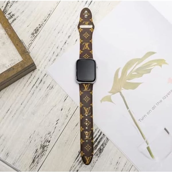 Urrem til Apple Watch er kompatibel med Apple Watch Band serie 8 7 6 5 4 3 2 1 SE, et luksuriøst designer-klassisk logo retro blødt urrem 42/44/45mm