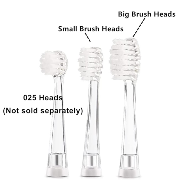 SG977 SGEK6 Udskiftningsbørstehoveder Kompatible med Brush-Baby KidzSonic Dinosaur og Flamingo/Dada-Tech DT-K6 - 4 Store børstehoveder