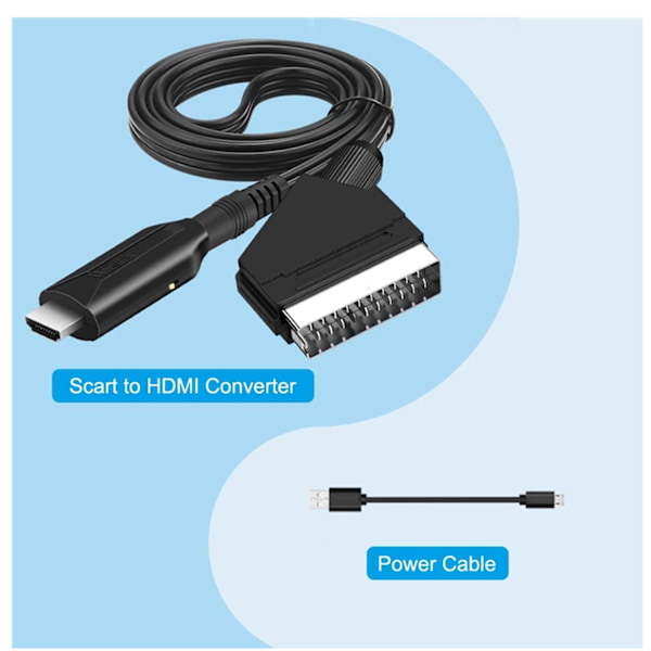 SCART-HDMI-muunnin 1080P/720P USB-kaapeleilla SCART I