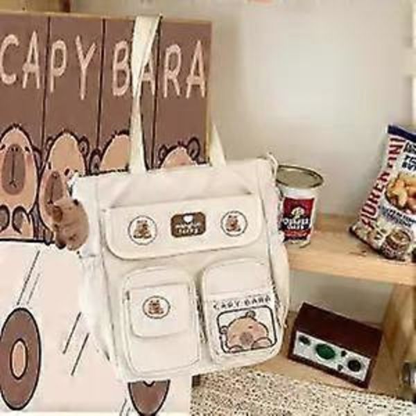 Skoltaske Brun 2024 Capybara Ridge Stor Rygsæk Til Drenge Og Piger, Mærkev White shoulder bag
