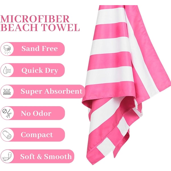 Ekstra stor mikrofiber strandhåndklæde - Lyseblåt strandhåndklæde Hurtigtørrende, perfekt til strand/pool/liggestole