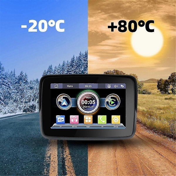 5 Tum Motorcykel Trådlös Carplay Android Auto Portabel Navigation GPS Skärm Vattentät Display - WELLNGS