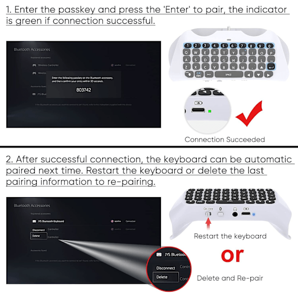 Trådløst tastatur til PS5