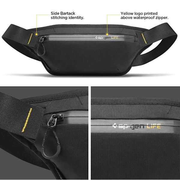 Spigen Vandafvisende Taljetaske RFID Sort 220