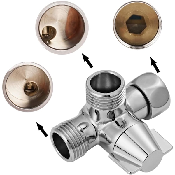 3-veis ventilbryter for dusj, hånddusj og takdusjarm, 3-veis solid messing, polert krom (PV8){YD}