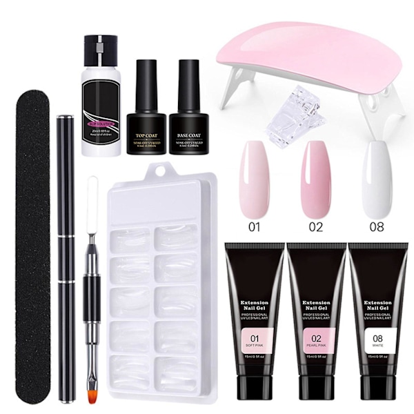 Nagelkit 150 ml nagelförlängnings-startset med 15 ml x 7 färger lämpligt för nybörjare{YD}