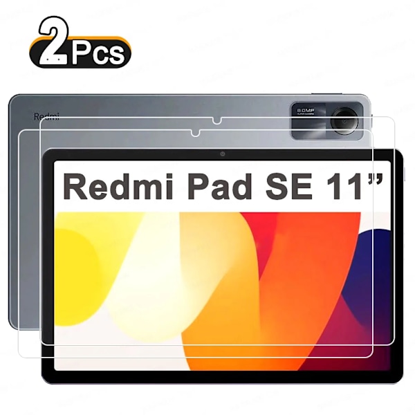 2 stk HD ripebestandig herdet glass skjermbeskytter for Xiaomi Redmi Pad SE 11 tommers 2023 nettbrett skjermbeskytter