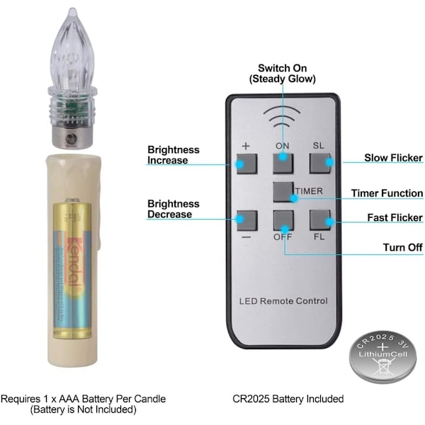 10 stk LED Batteridrevne Koniske Julelys med Fjernkontroll for Hjemmedekor Medium – Medium – 10 pcs Medium \u2013 10 pcs