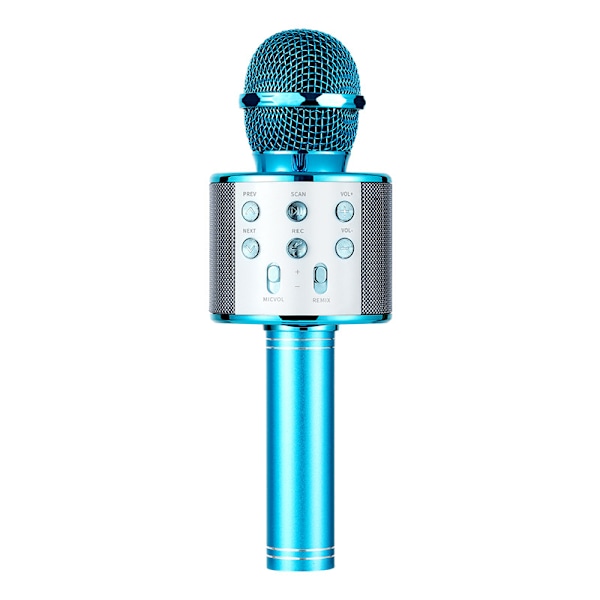 Trådlös Bluetooth Karaoke Handhållen Mikrofon, Hem KTV-spelare, Stöd för iOS-dator, Blå