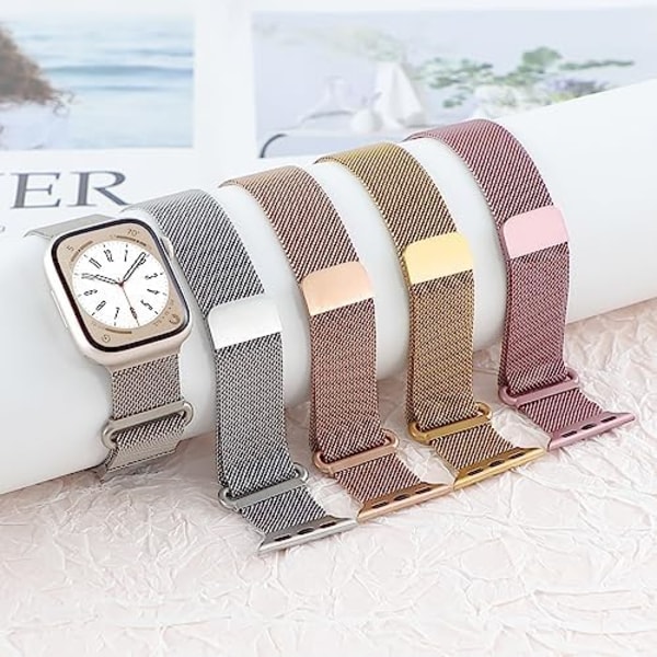 Armband för Apple Watch Band 38/40/41mm Kvinnor Män, Armband Mesh Metall Magnetisk Rostfritt Stål Loop Rem{DH}