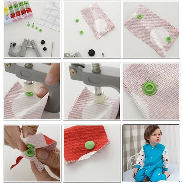 400 stk trykknapper 24 farger plast T5 12mm, med oppbevaringsboks
