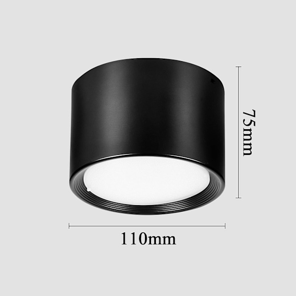 LED loftspot Black Varm Hvid 3000K 12W Sæt med 2 Loftlampe Stue Spisestue Køkken Gang Soveværelse Ø120MM