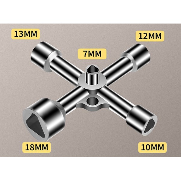 Way Kolmioavain 5 kokoa Sisähalkaisija 7mm/10mm/12mm/13mm/18mm Yleisavain sähkökaappiin, kaasuun, veteen, sähkömittariin, kaappiin