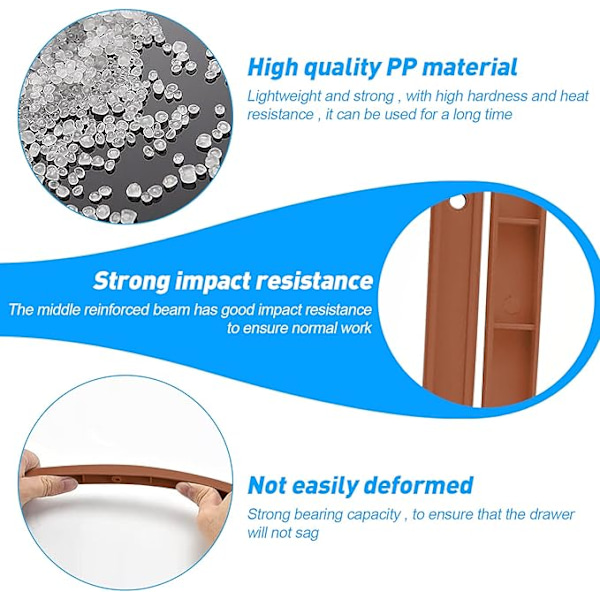 5 Par Plastik Skuffeskinner til Skuffer - 298mm - Brun