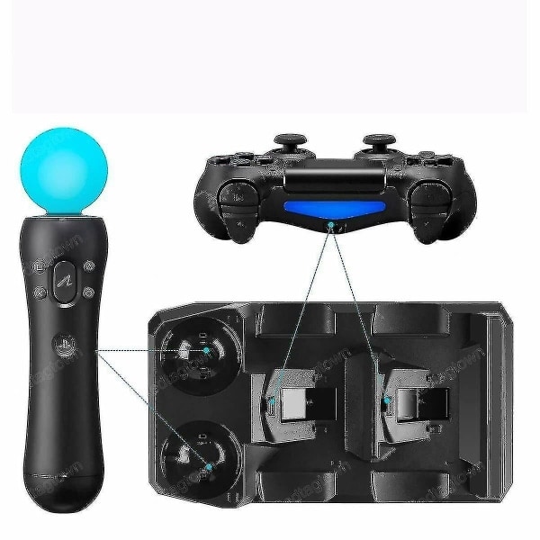 4-i-1 Kontrollerlader Dokkingsstasjon Stativ for Playstation PS4 PSVR VR Move
