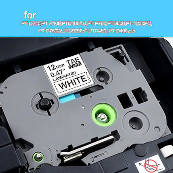 10 stk. P Touch Label Maker Tape-erstatning til Brother Tze-231 Tze Tape 12mm 0,47 Laminated White