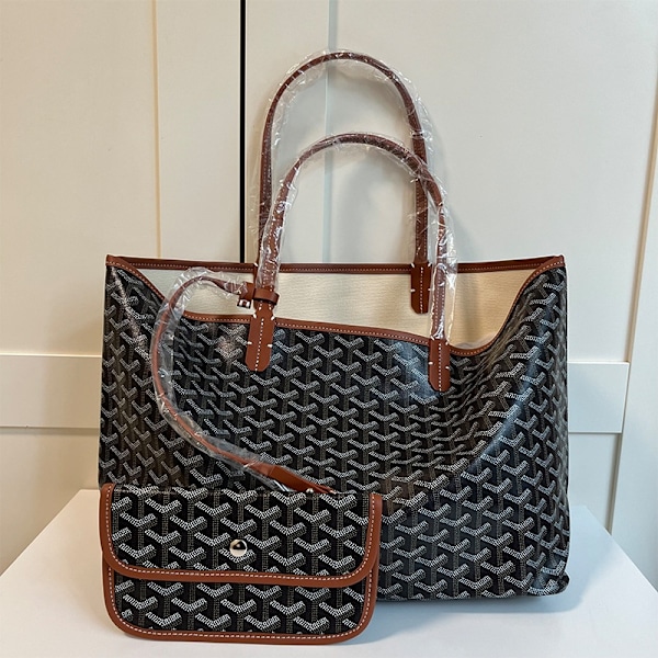 Dogtooth Bag Stor Kapasitet Tote Bag Mamma Bag Veske Gave Kvinner Brun-Xin brun brown L size