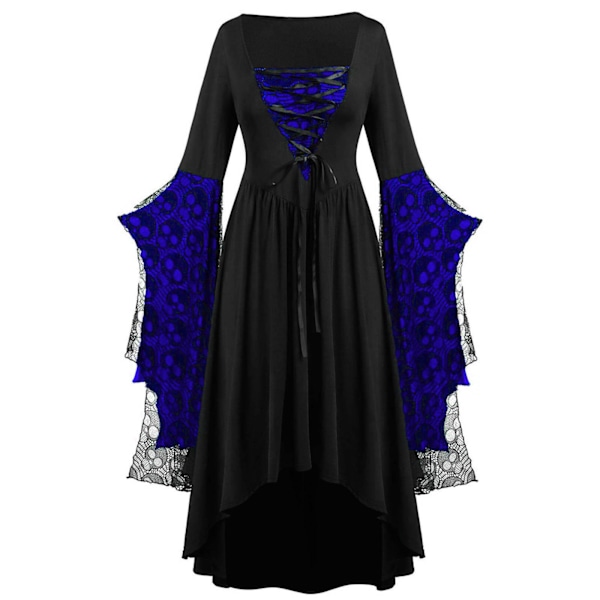 Aikuisen Punk Gothic Noita Karnevaali Cosplay Puku Noita Vampyyri Juhlamekko Halloween Tummansininen Dark Blue 2XL