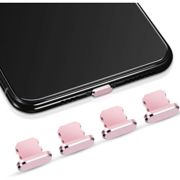 (Vaaleanpunainen) 4 pölynpeitettä, yhteensopiva iPhone 11, 12:n kanssa, pölynkestävä latauspeite yhteensopiva iPhone 11, 12, Pro, Max/X/XS/XR, 7, 8 Plus, iPad Mini/Air:n kanssa