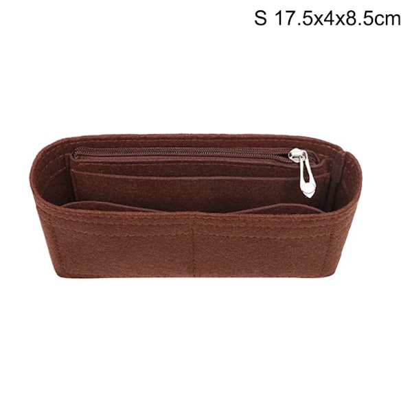 Multi-Pocket Women Insert Bag Handbag i filt tyg Kaffe Coffee S