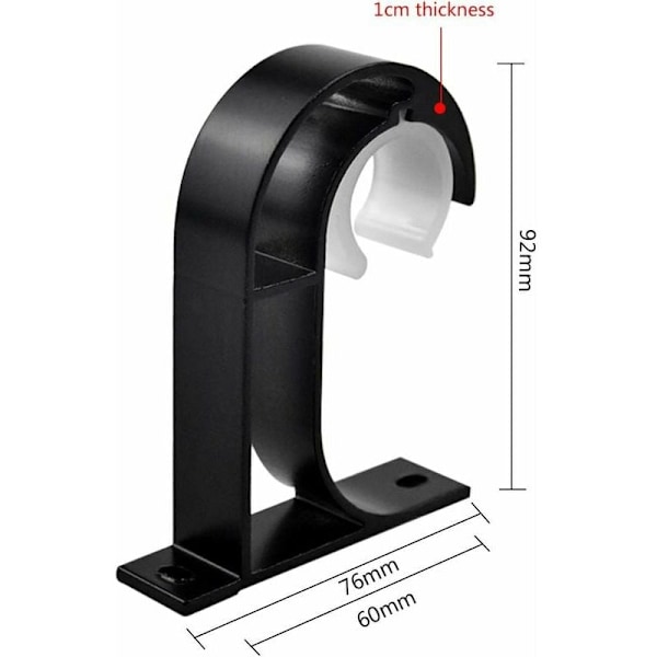 Veggmontert gardinstangbrakett Gardinstangbrakett Sinkronlegering Gardinstangbraketter for soverom Stue Gardinstang med skruer, Hvit-2stk