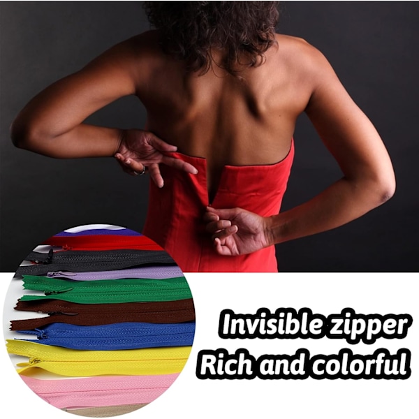 50 stk. 25 cm Usynlige Flerfarvede Nylon Spiral Lynlåse til Syning