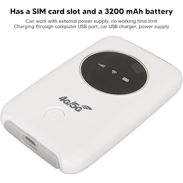 4G LTE WiFi -modeemi, lukitsematon 5G WiFi -mobiilitukiasema WiFi-reititin SIM-korttipaikalla ja Micro USB 300 Mbps:n nopea kannettava matkatukiasema matkoille