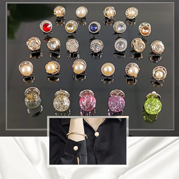 30 Sett Perlebroderiknapper, Dekorknapper, Syfrie Knapper Usynlige Knapper for Bluser, Kjoler, Gensere, Jakker