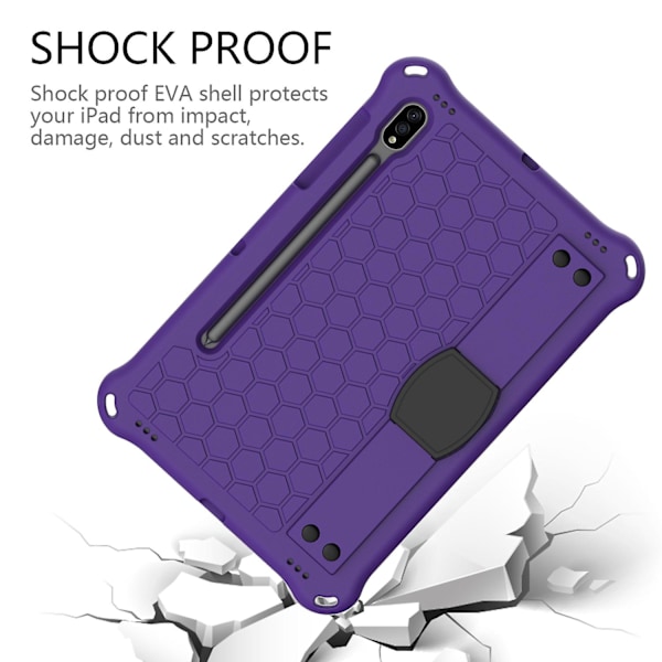 Samsung Galaxy Tab S8 2022 Cover Børnevenlig, Skærmbeskytter, Holdbart Stødsikkert Cover Med Skulderrem & Håndrem, Komfortabel [FW] Purple Black