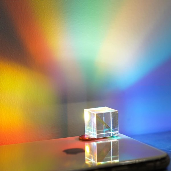 Mini Kristallglas Prisma Kub, Optiskt Glas RGB Dispersionsprisma X-Kub