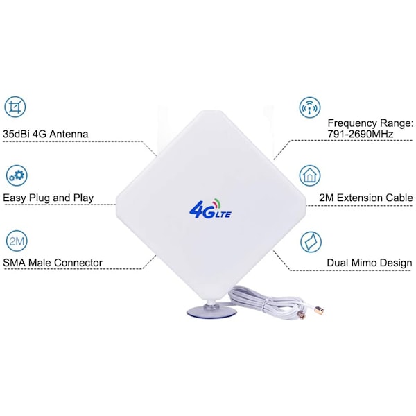 4G Højtydende LTE Antenne 35dBi WiFi Signalforstærker