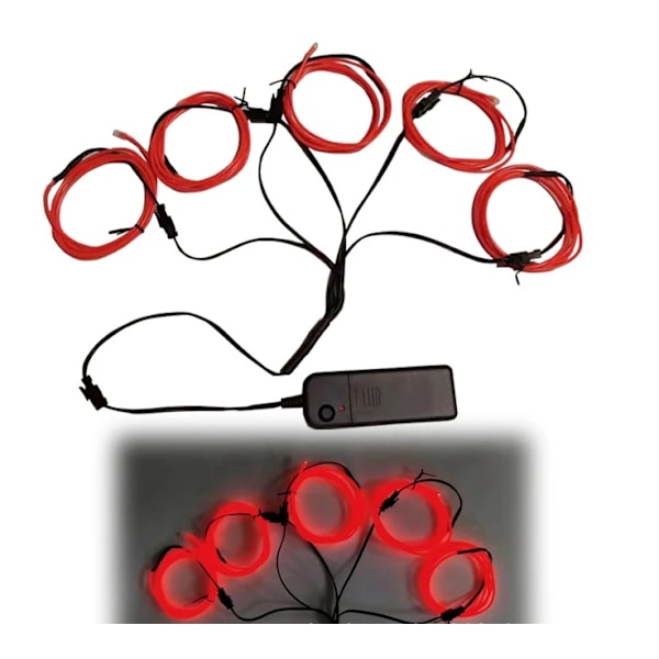 5-in-1 Glow Wire LED Neon Joulu Tanssijuhlat DIY-Puvut Valoisa Vaatetus red