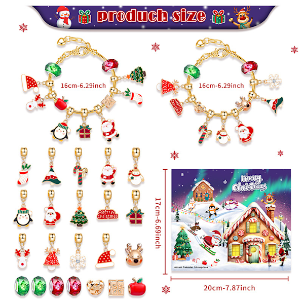 Kuuma myynti Lasten DIY Käsintehty Helmikorun Ranneke Setti 24-paikkaa Joulu Puzzle Blind Box Rannekoru Korut Lahjat M-23