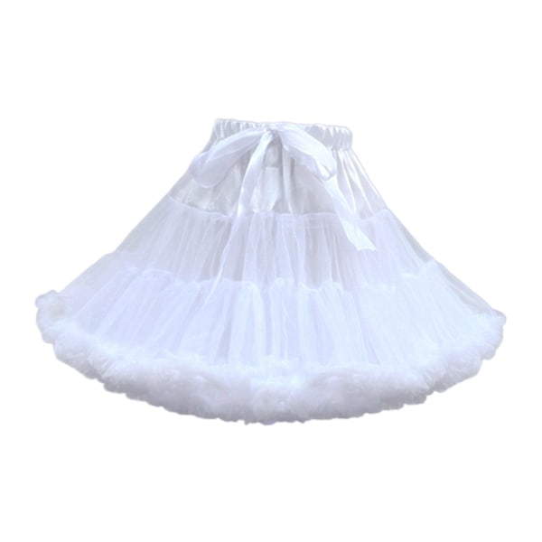 Kvinders Lagdelt Petticoat i Tulle Chiffon Krinoline til Kjole White 45cm