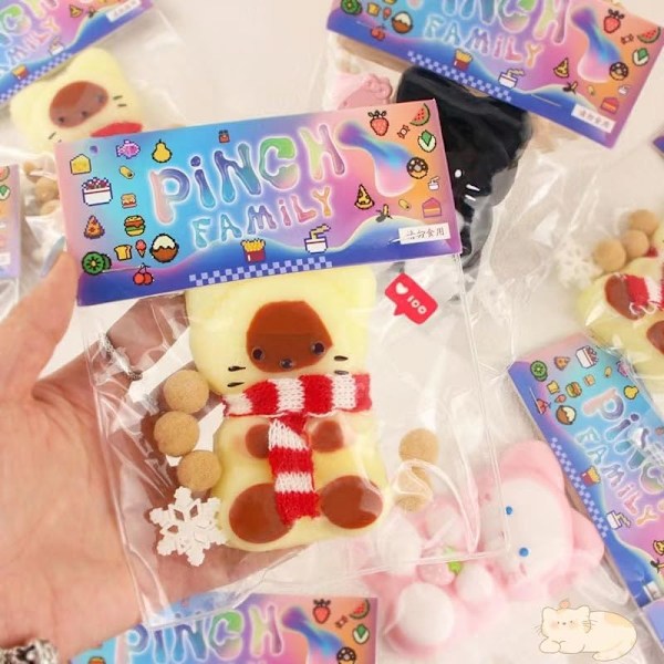 1 stk Squishy Kat Klemme Legetøj, Squishy Kat Kawaii Klæbrig Squishies Stressaflastende Squishies til Børnefødselsdagsgaver, Klem Familie Squishy Legetøj