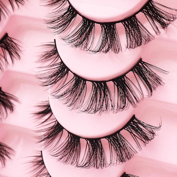 Ryska Strip Lashes DD Curl Lösögonfransar Fluffiga Wispy Faux Mink Ögonfransar 10 Par Förpackning (D09)