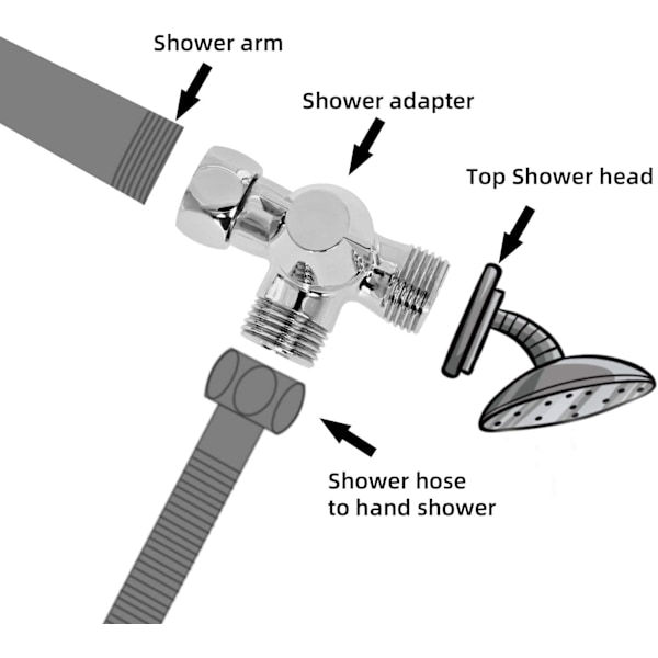 3-veis ventilbryter for dusj, hånddusj og takdusjarm, 3-veis solid messing, polert krom (PV8){YD}