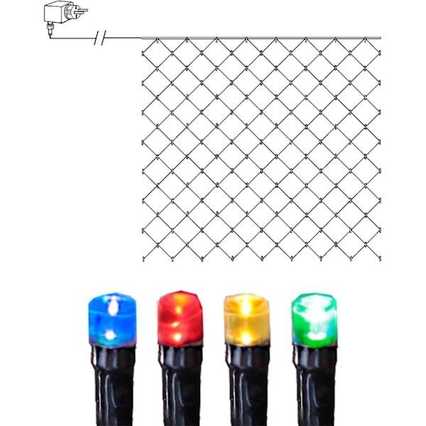Serie LED nät 180 lampor 3x3m svart kabel multi