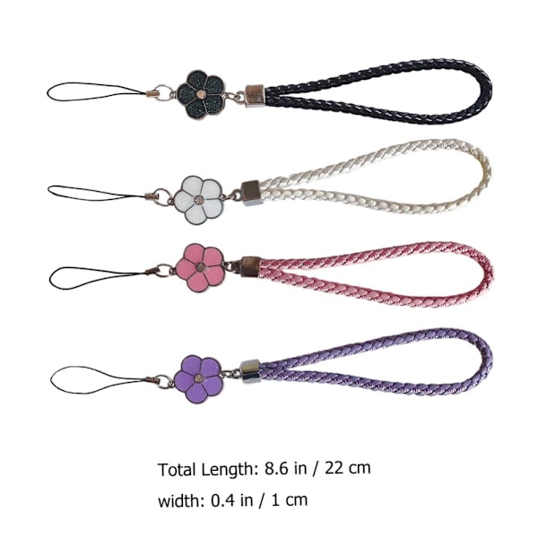 4 st Mobiltelefon Snodd Charm Armband Handledsrem för Flickor Telefon Charm Snodd Nyckelring Blomma Telefon Charm Handledsrem