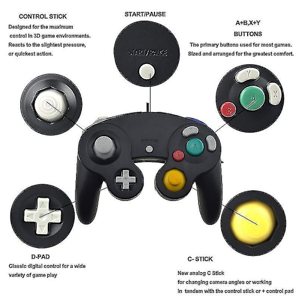 Trådløs Gamecube Controller, USB-tilsluttet, til Nintend, til Ngc Gc Controle, til Mac Computer, PC Game Controller