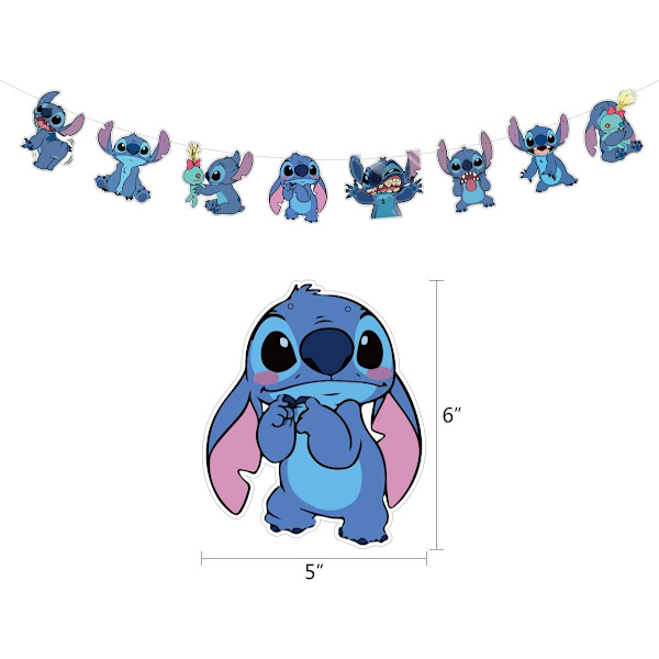 Lilo ja Stitch syntymäpäiväjuhlan koristeet, Stitch syntymäpäiväbanneri kakkukoristeet ilmapallot, Stitch-teema syntymäpäiväjuhlan koristeet