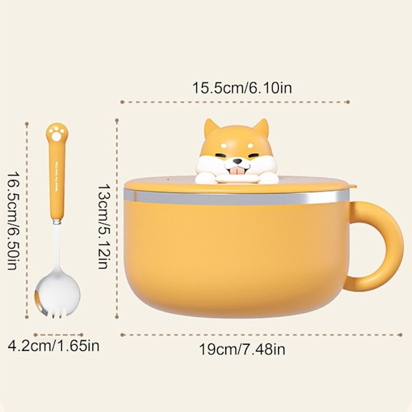 Japanska Ramen-grytor, Söta Keramiska Soppskålar, Söta Katt Instant Ramen Nudelskål med Lock Hund, Rostfritt Stål Ramen Skål för Shin Ramen