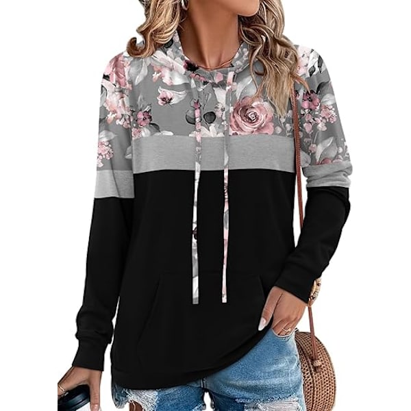 Angerella hettegensere for kvinner Camo Leopard Print Topper Pullover hettegenser med snor og lomme (L) L