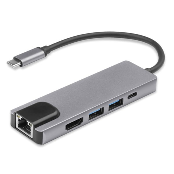 USB-dockingstation til computer, 5 i 1 USB-C Hub til HDMI-adapter