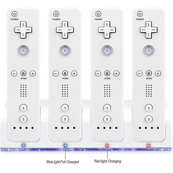 Wii-kaukosäätimen laturi, 4-in-1 Wii-latausasema 4 kpl 2800 mAh:n ladattavalla akulla, yhteensopiva Wii/Wii U -ohjaimen kanssa - Musta