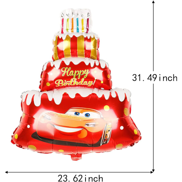 5 stk. Race Car kakefolie ballonger for barn bursdag baby shower biler Lightning McQueen temafestdekorasjoner